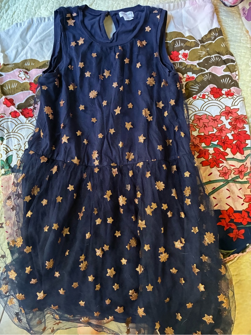 Crewcuts Navy Tulle Dress with Gold Star Accents
